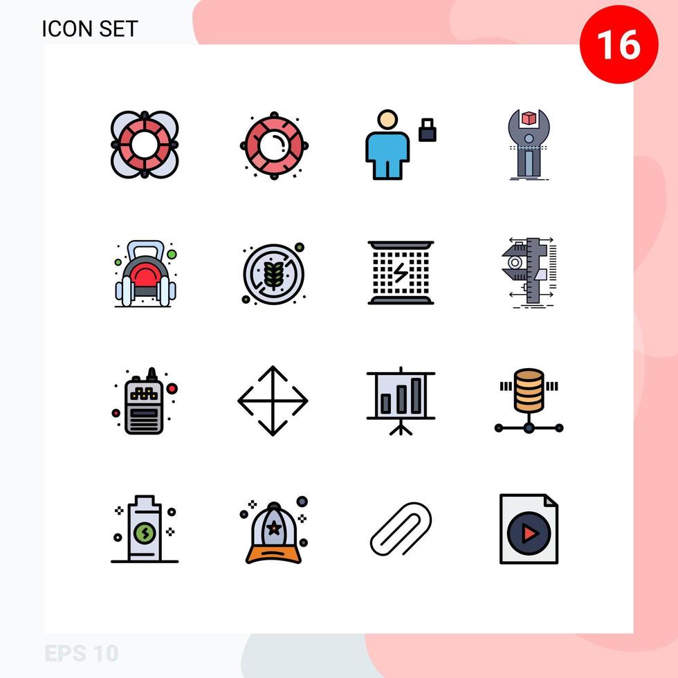 bewerkbare vector lijn pak van 16 gemakkelijk vlak kleur gevulde lijnen van uitrusting app redden sdk op slot bewerkbare creatief vector ontwerp elementen