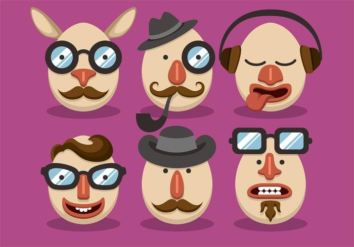 Man Hipster Pasen Vector Set