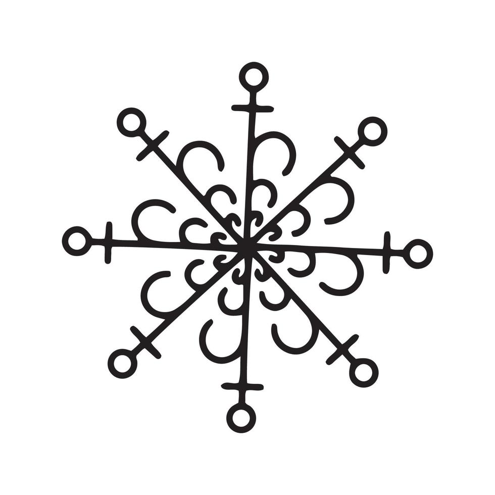 vlak hand- getrokken sneeuwvlok silhouet illustratie vector