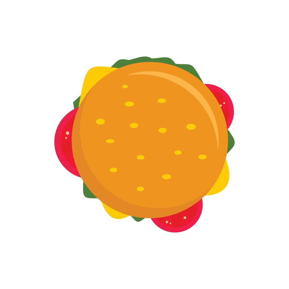 top visie cheeseburger icoon, vlak stijl vector