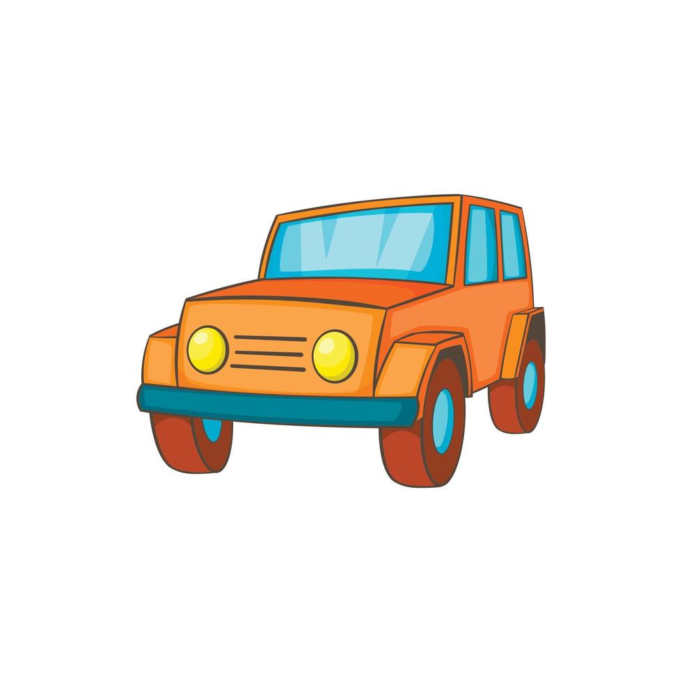 oranje jeep icoon in tekenfilm stijl vector
