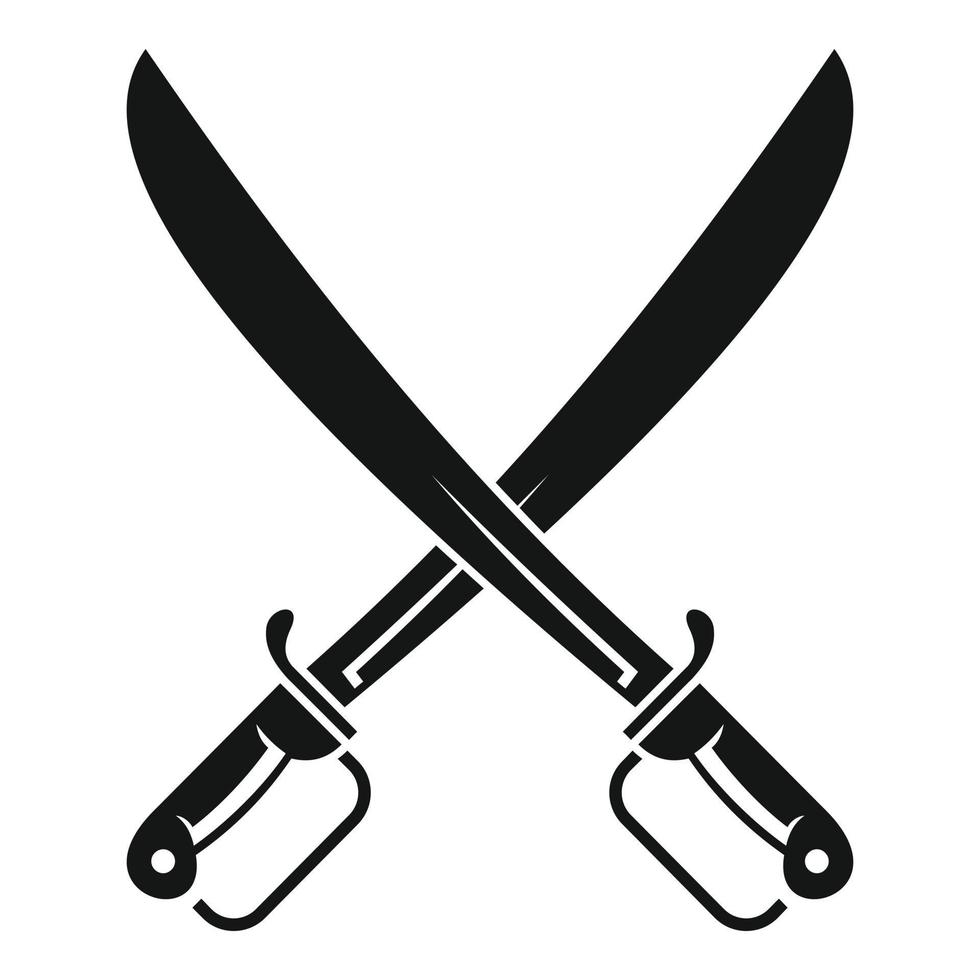 metaal gekruiste zwaard icoon, gemakkelijk stijl vector