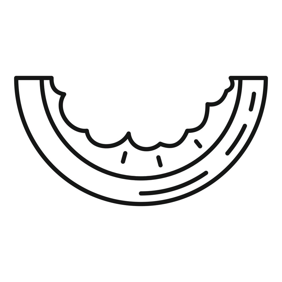 gegeten watermeloen plak icoon, schets stijl vector