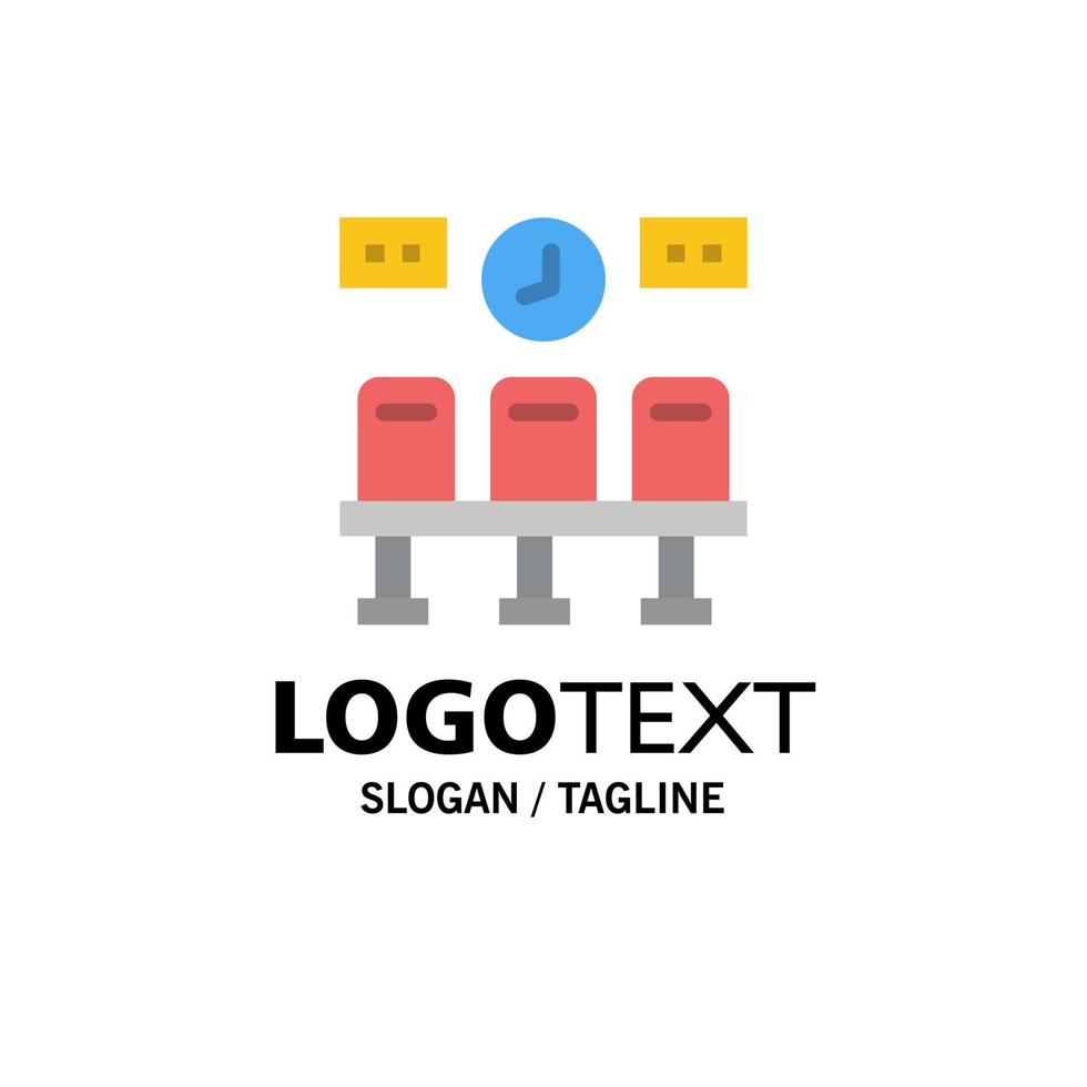 stoelen trein vervoer klok bedrijf logo sjabloon vlak kleur vector