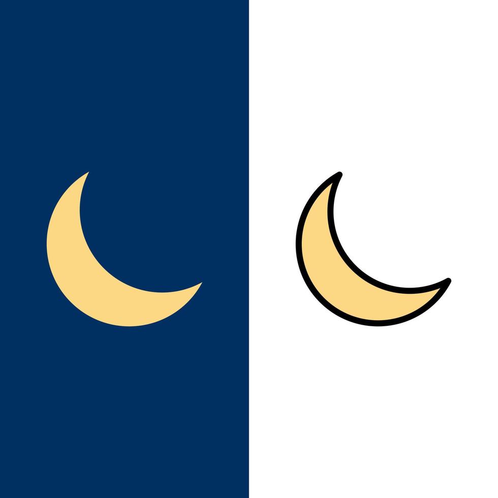 maan nacht slaap natuurlijk pictogrammen vlak en lijn gevulde icoon reeks vector blauw achtergrond