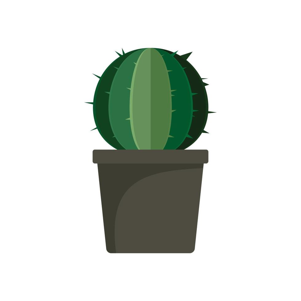 bol cactus pot icoon, vlak stijl vector