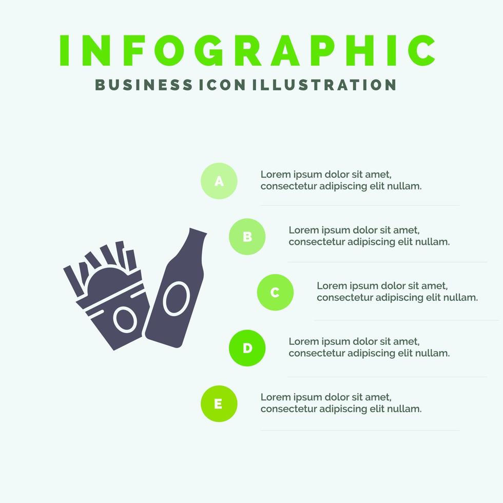 fles Patat Amerikaans solide icoon infographics 5 stappen presentatie achtergrond vector