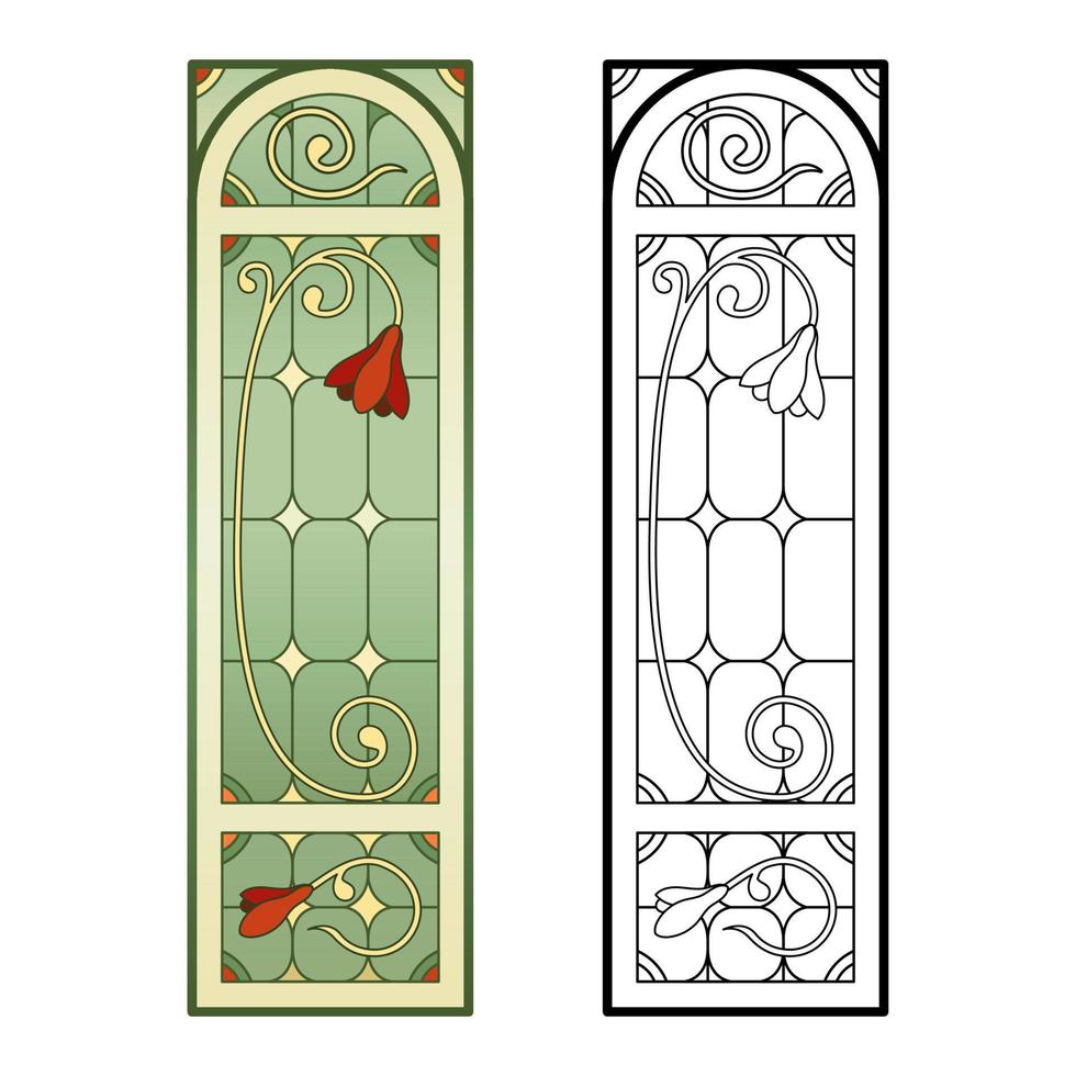 gebrandschilderd kerk glas werkblad. kleur en bw rechthoeken. vector