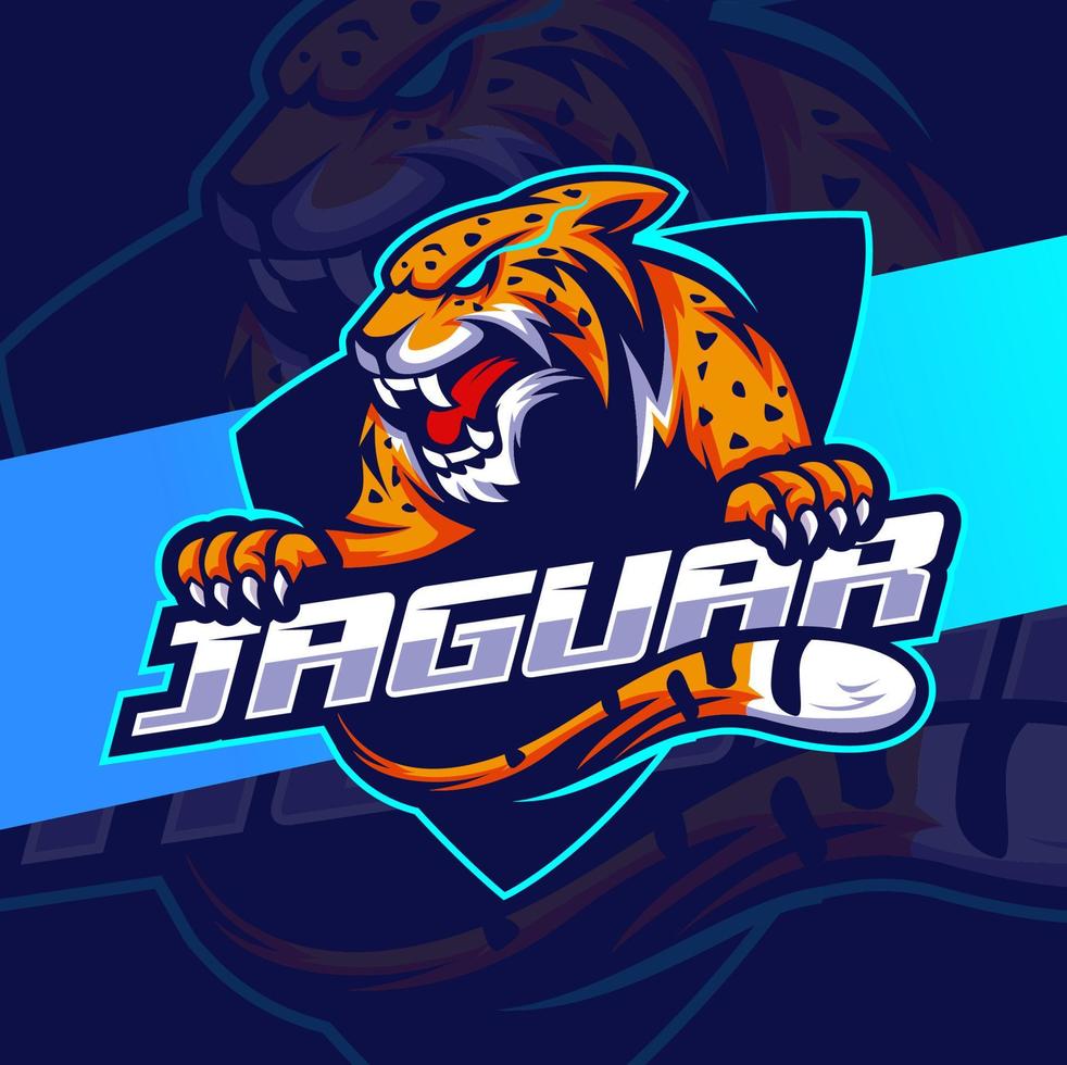 boos jaguar luipaard mascotte esport logo ontwerpen vector