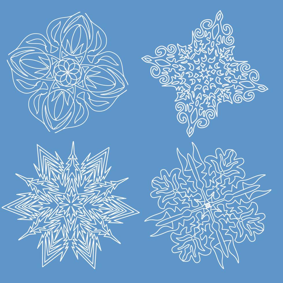 reeks van Kerstmis sneeuwvlokken Aan een blauw achtergrond. vector illustratie.