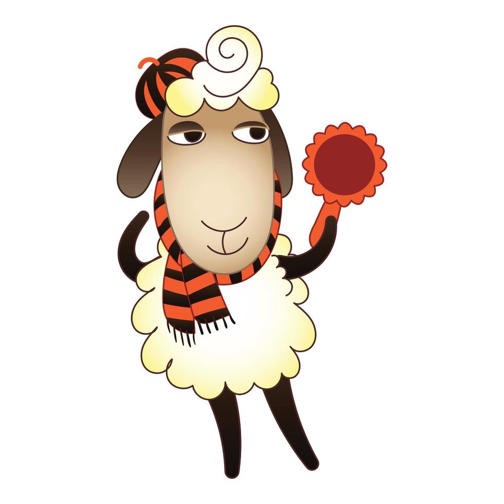 schapen met spiegel icoon, tekenfilm stijl vector