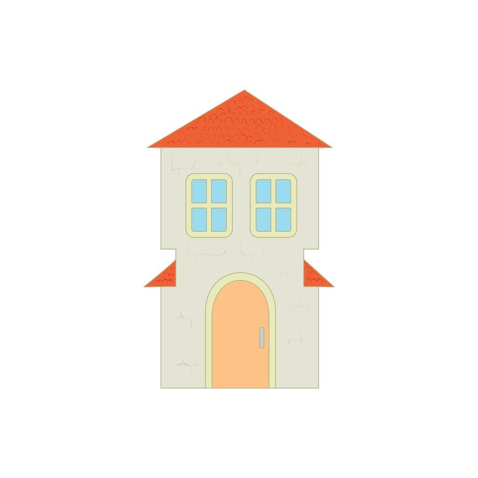 huisje met een gebogen deur en rood dak icoon vector