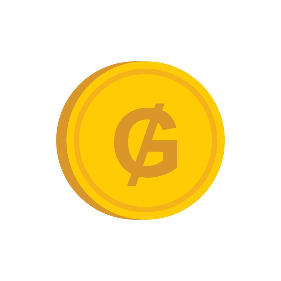 goud munt met guarani teken icoon, vlak stijl vector