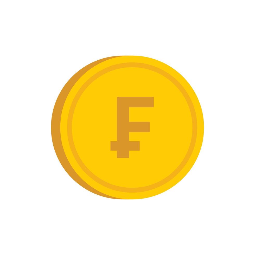 goud munt met franc teken icoon, vlak stijl vector