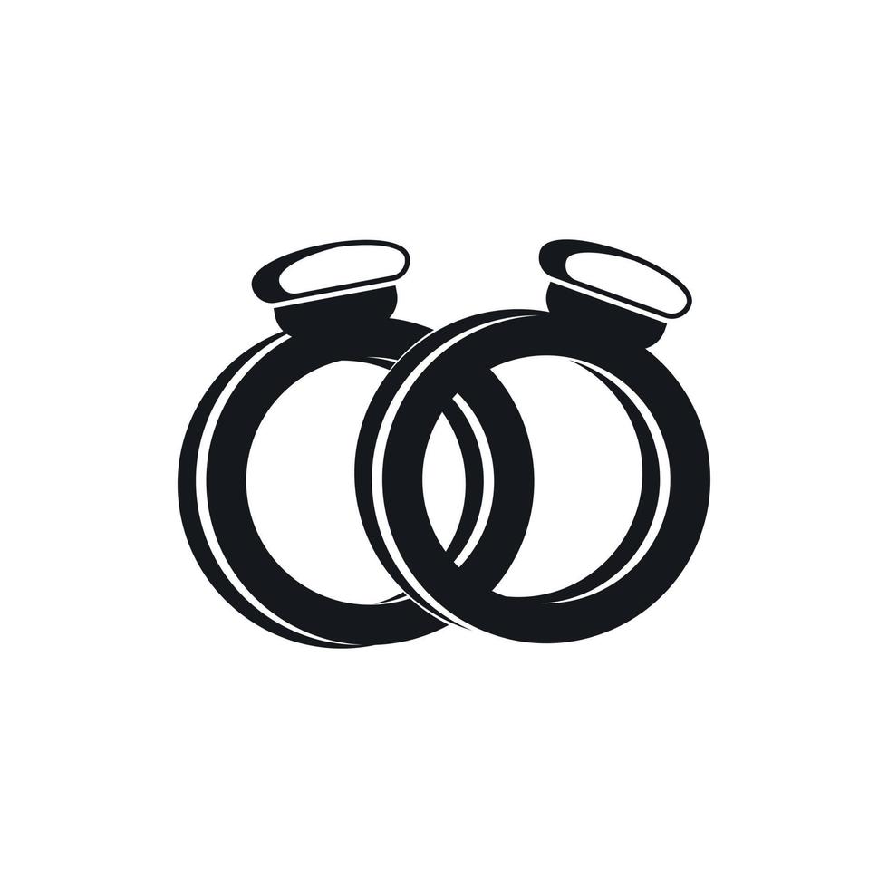 een paar- van goud bruiloft ringen icoon, gemakkelijk stijl vector