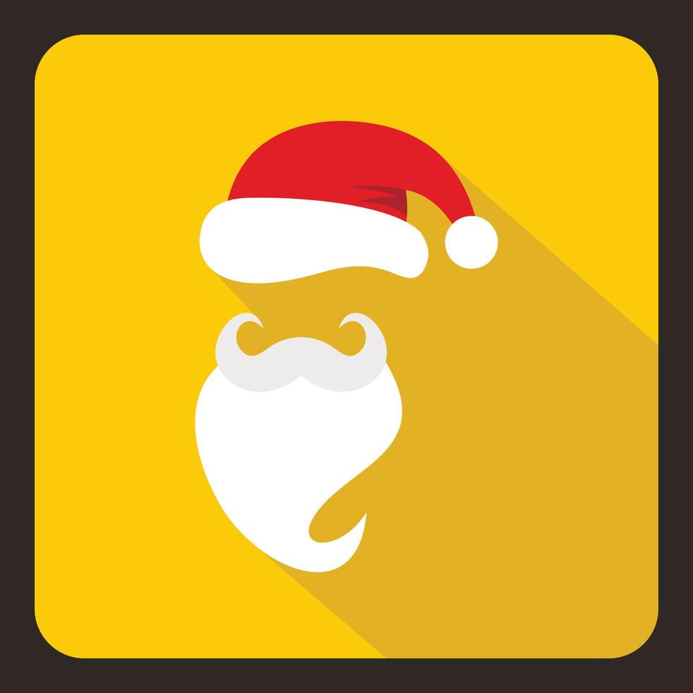 rood hoed en baard van de kerstman claus icoon, vlak stijl vector