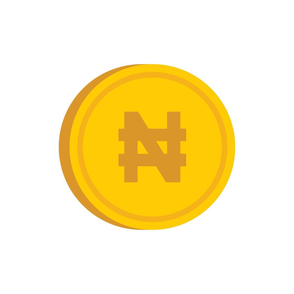 goud munt met naira's teken icoon, vlak stijl vector