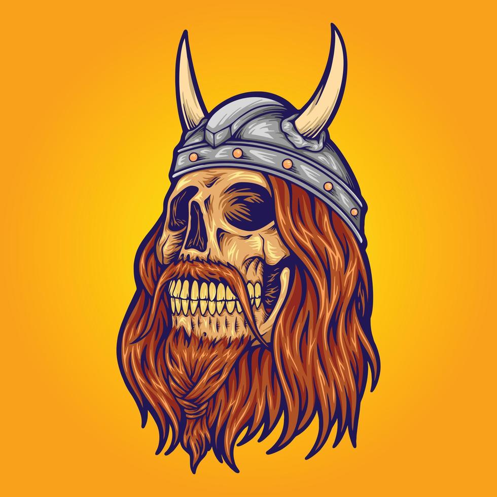 oud Mens schedel viking illustratie vector