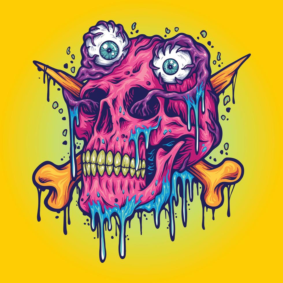 zombie oogbol schedel hoofd illustraties vector voor uw werk logo, mascotte handelswaar t-shirt, stickers en etiket ontwerpen, poster, groet kaarten reclame bedrijf bedrijf of merken.