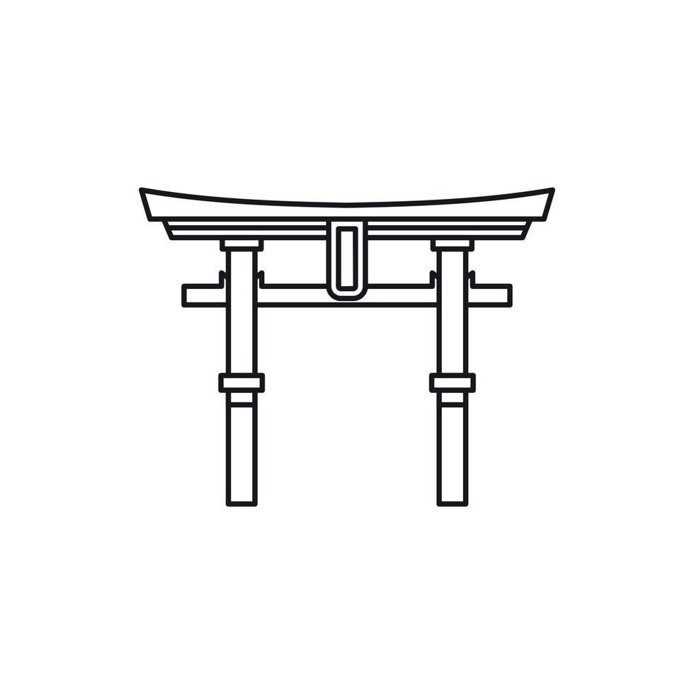 Japan poort torii icoon, schets stijl vector