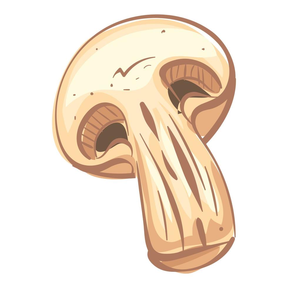 voor de helft champignon icoon, tekenfilm stijl vector