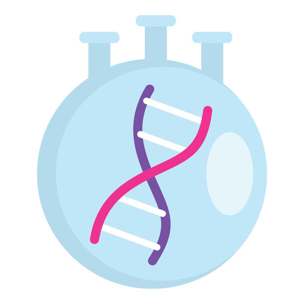 dna in chemisch fles icoon, vlak stijl vector