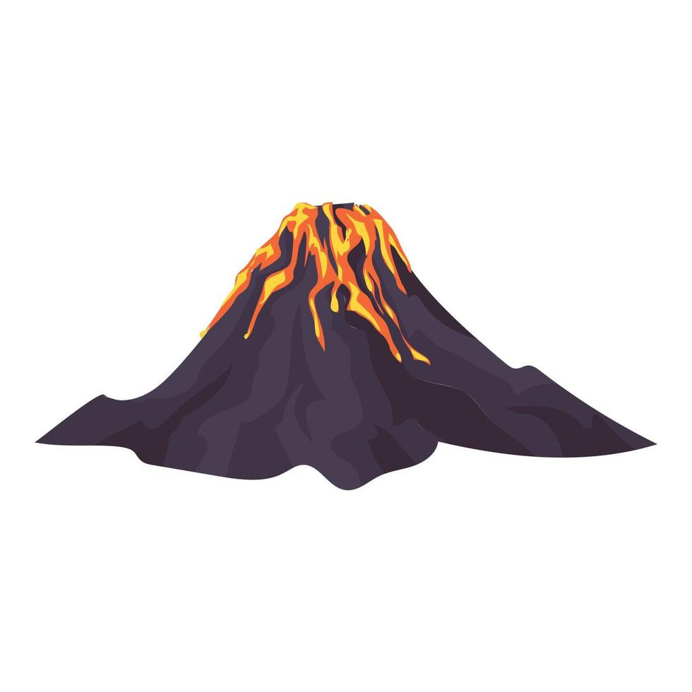 magma vulkaan icoon, tekenfilm stijl vector