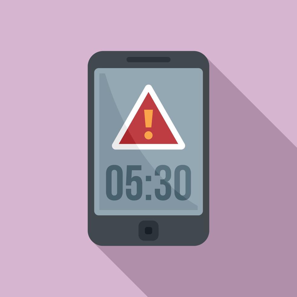 deadline telefoon alarm icoon, vlak stijl vector