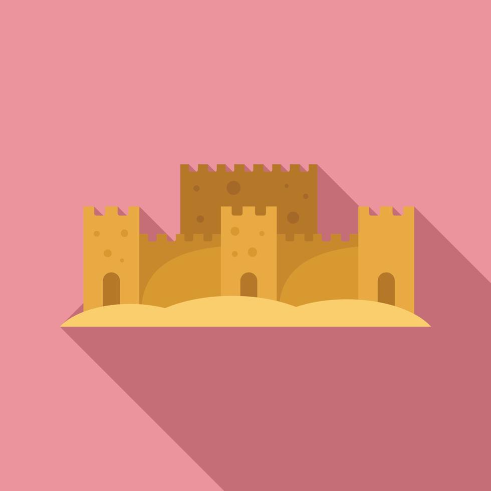 zand kunst kasteel icoon, vlak stijl vector