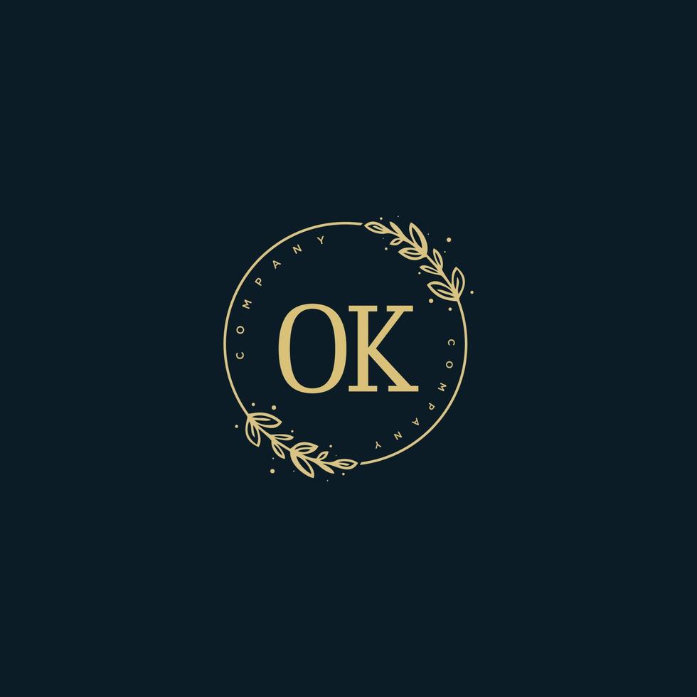 eerste OK schoonheid monogram en elegant logo ontwerp, handschrift logo van eerste handtekening, bruiloft, mode, bloemen en botanisch met creatief sjabloon. vector