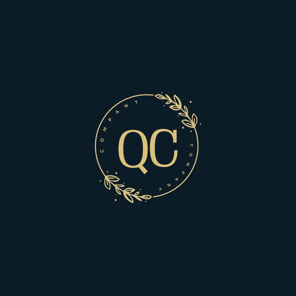 eerste qc schoonheid monogram en elegant logo ontwerp, handschrift logo van eerste handtekening, bruiloft, mode, bloemen en botanisch met creatief sjabloon. vector