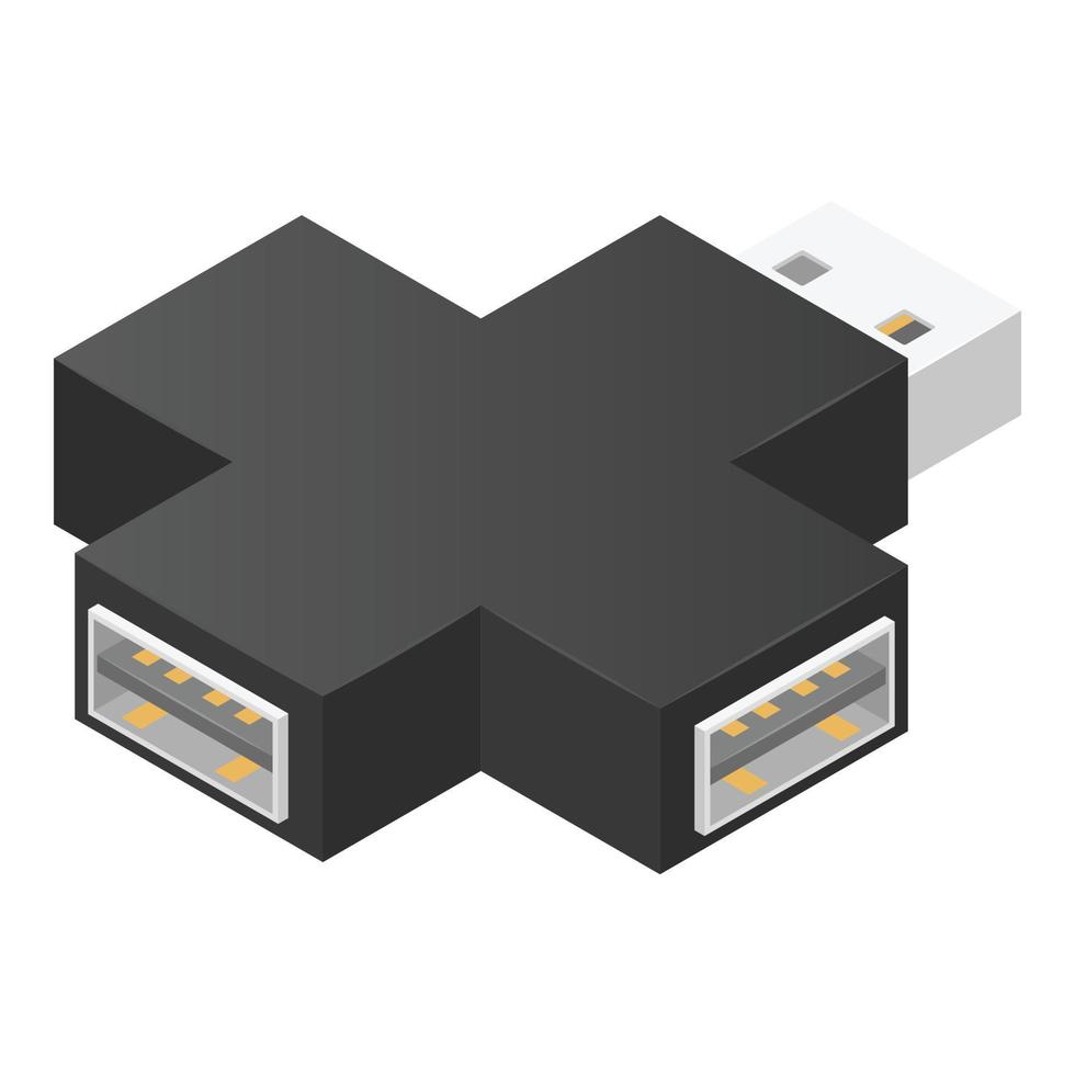 kruis USB hub icoon, isometrische stijl vector