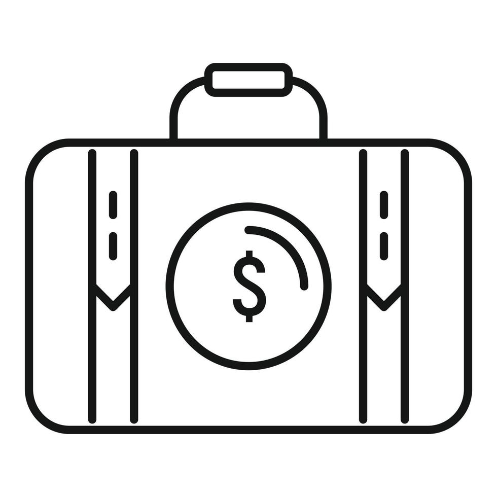 geld koffer icoon, schets stijl vector