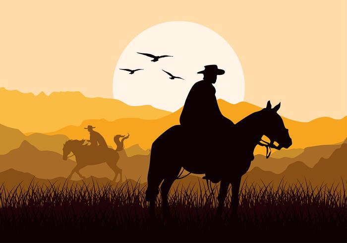 Gaucho Sunset Silhouette Gratis Vector