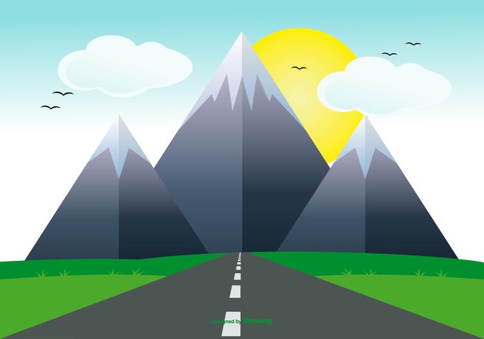 Cute Flat Landschap met Road Illustratie vector