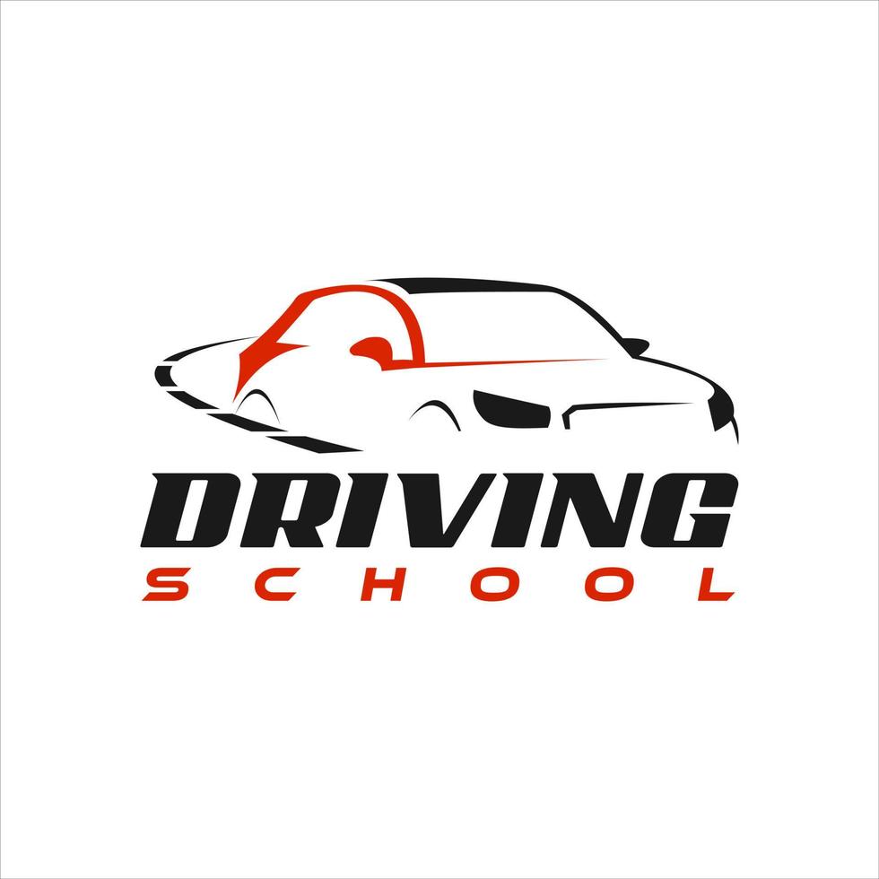 het rijden school- logo ontwerp auto silhouet vector