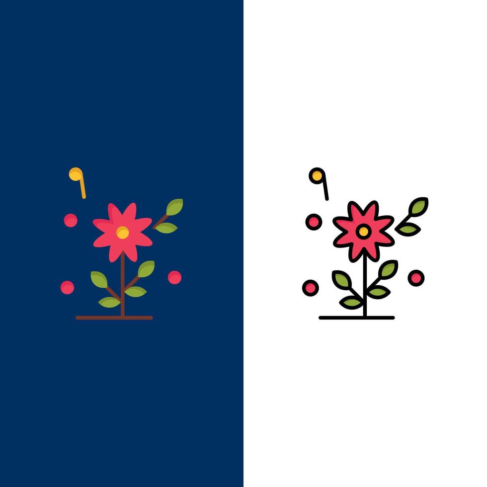 bloem liefde hart bruiloft pictogrammen vlak en lijn gevulde icoon reeks vector blauw achtergrond