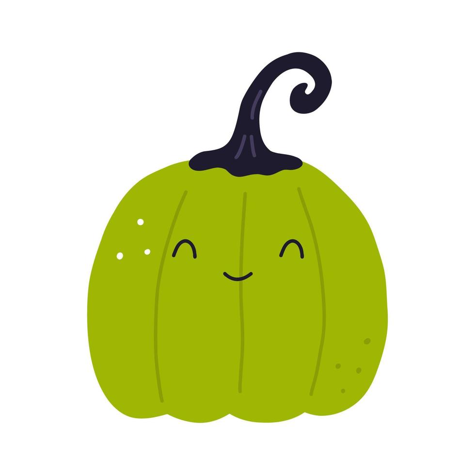 schattig pompoen, tekenfilm vlak vector illustratie geïsoleerd Aan wit achtergrond. grappig glimlachen pompoen tekening. halloween decoratie voor kinderen.