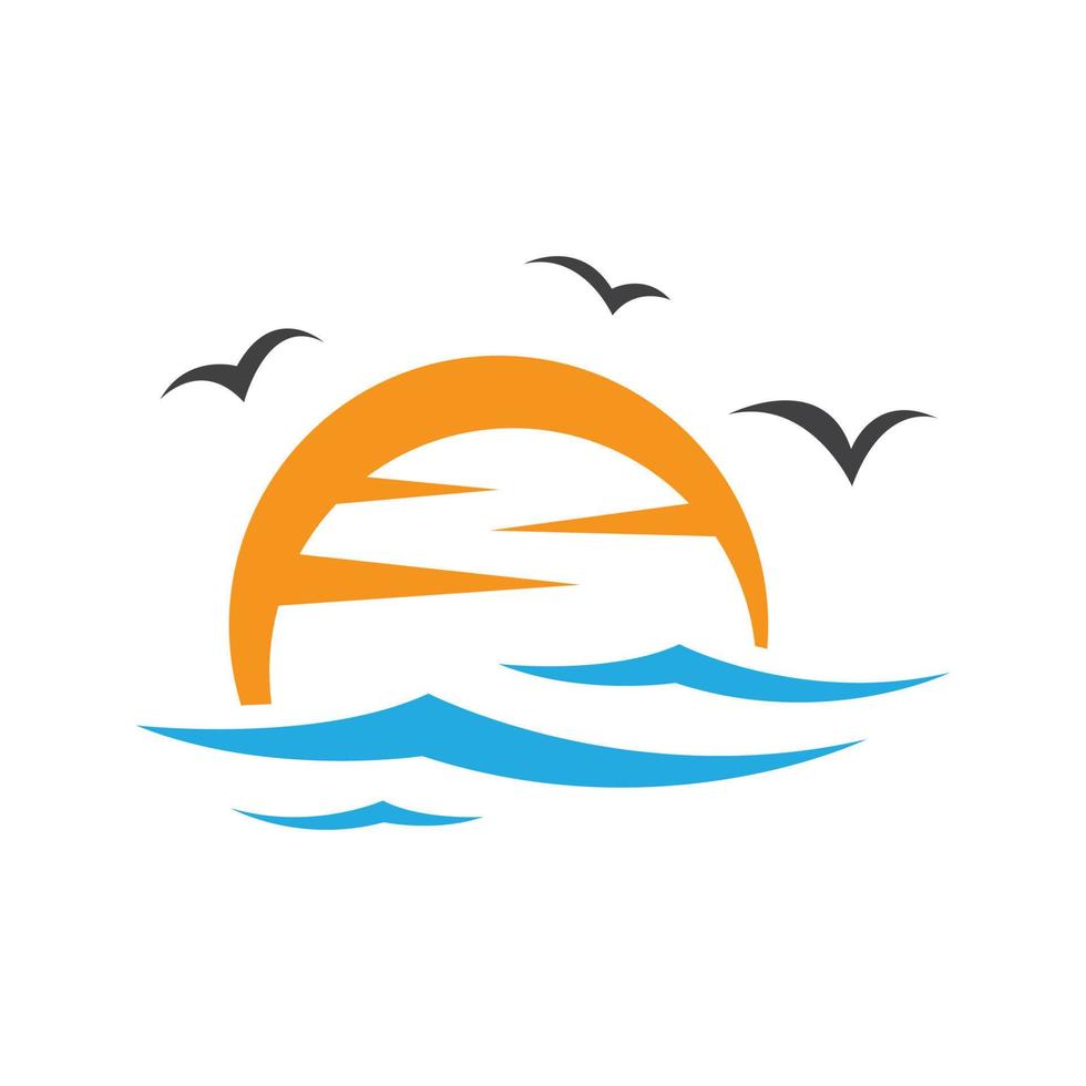 sunset beach logo afbeeldingen vector