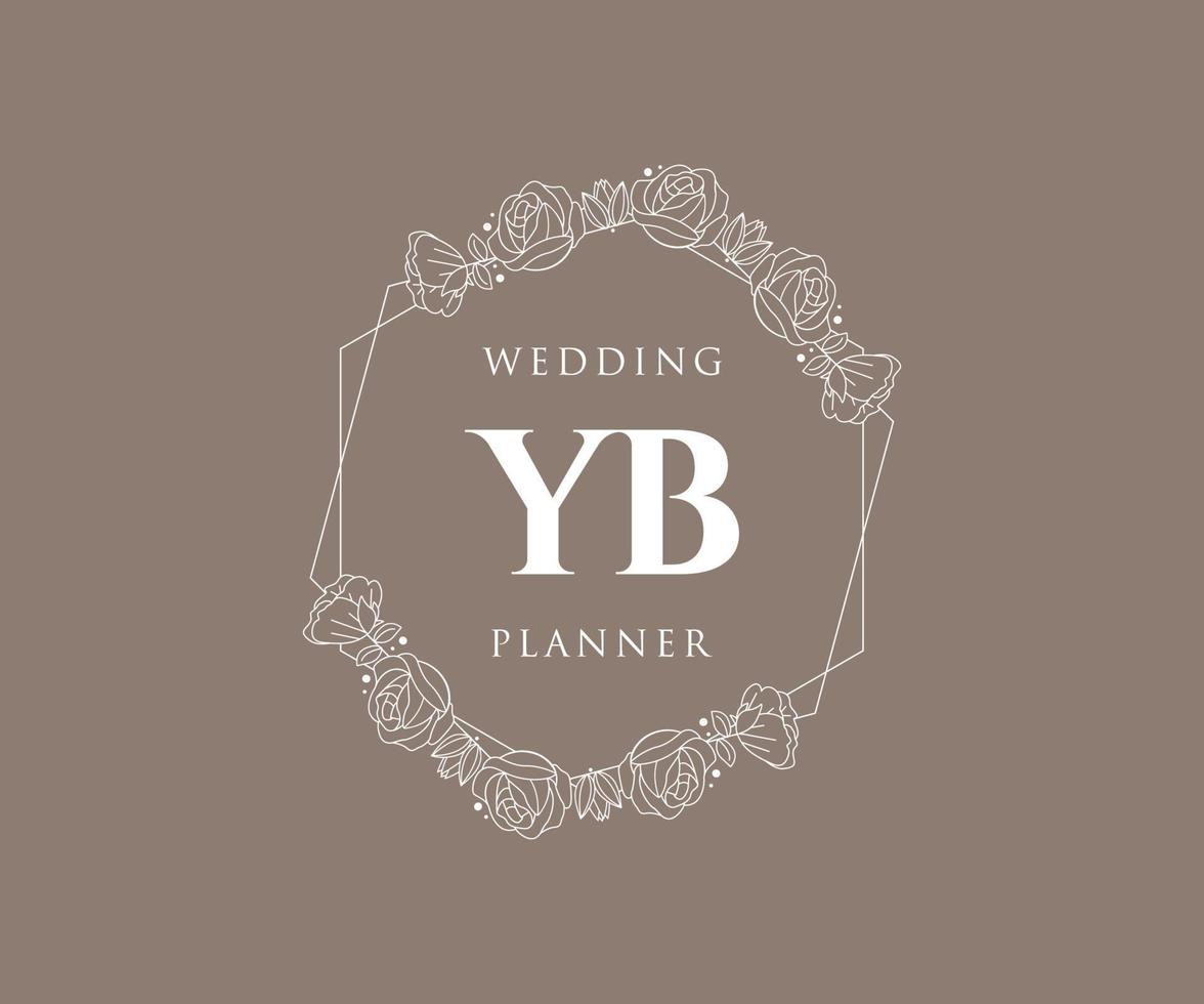 yb initialen brief bruiloft monogram logos verzameling, hand- getrokken modern minimalistisch en bloemen Sjablonen voor uitnodiging kaarten, opslaan de datum, elegant identiteit voor restaurant, boetiek, cafe in vector