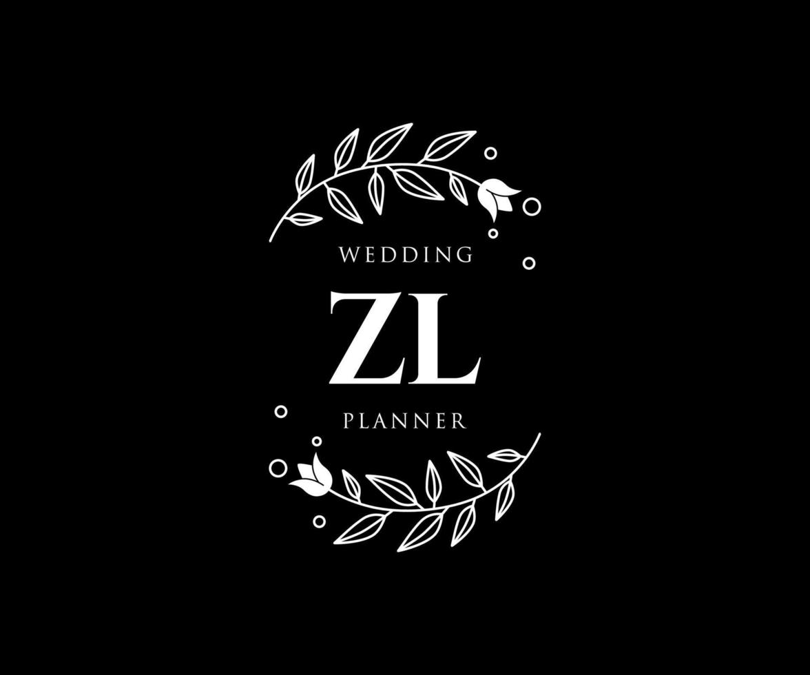 zl initialen brief bruiloft monogram logos verzameling, hand- getrokken modern minimalistisch en bloemen Sjablonen voor uitnodiging kaarten, opslaan de datum, elegant identiteit voor restaurant, boetiek, cafe in vector