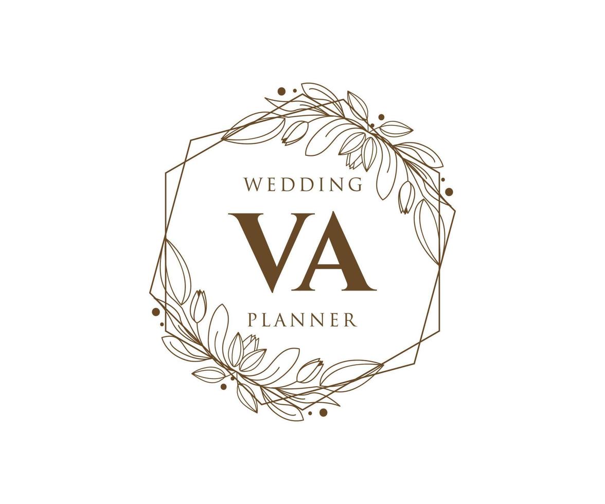 va initialen brief bruiloft monogram logos verzameling, hand- getrokken modern minimalistisch en bloemen Sjablonen voor uitnodiging kaarten, opslaan de datum, elegant identiteit voor restaurant, boetiek, cafe in vector