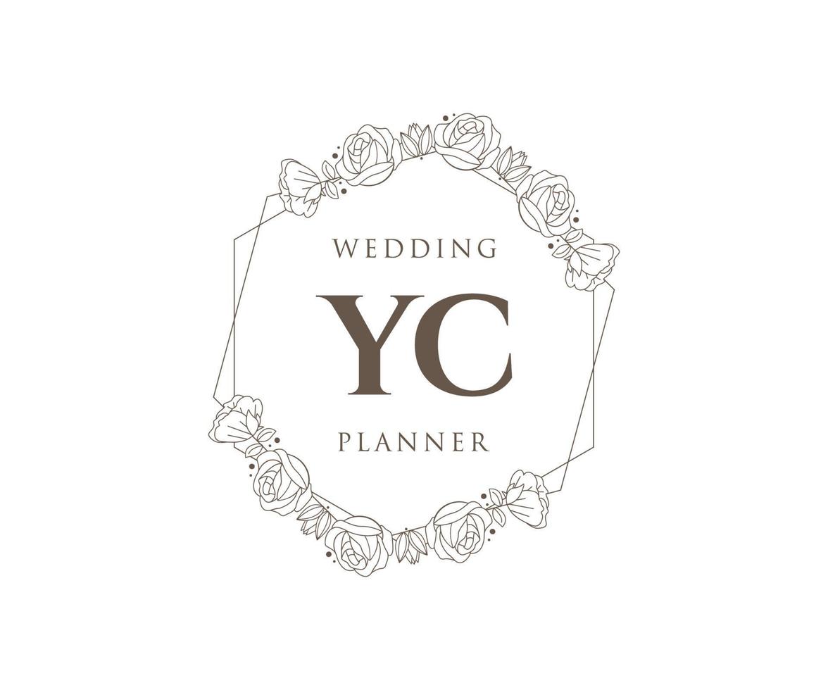 yc initialen brief bruiloft monogram logos verzameling, hand- getrokken modern minimalistisch en bloemen Sjablonen voor uitnodiging kaarten, opslaan de datum, elegant identiteit voor restaurant, boetiek, cafe in vector