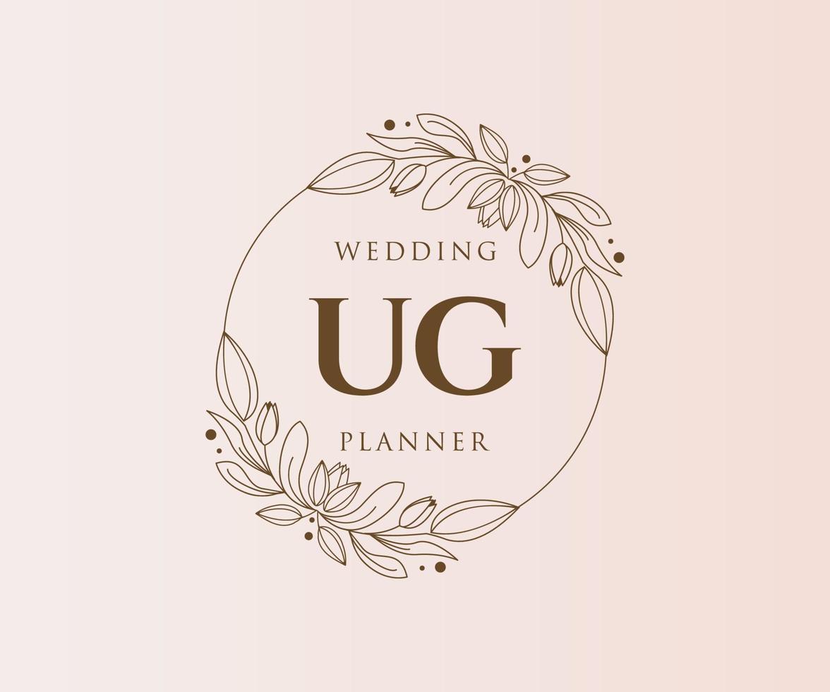 ug initialen brief bruiloft monogram logos verzameling, hand- getrokken modern minimalistisch en bloemen Sjablonen voor uitnodiging kaarten, opslaan de datum, elegant identiteit voor restaurant, boetiek, cafe in vector