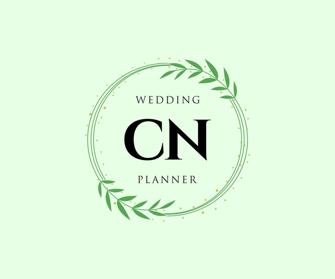 cn initialen brief bruiloft monogram logos verzameling, hand- getrokken modern minimalistisch en bloemen Sjablonen voor uitnodiging kaarten, opslaan de datum, elegant identiteit voor restaurant, boetiek, cafe in vector