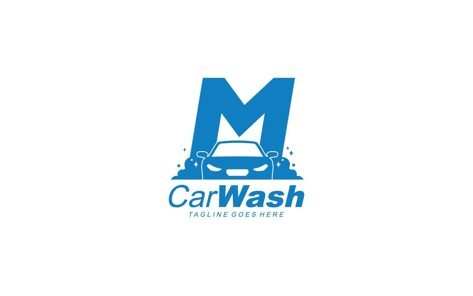 m logo carwash voor identiteit. auto sjabloon vector illustratie voor uw merk.