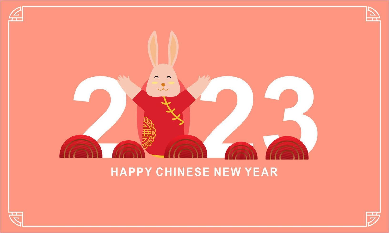 gelukkig Chinese nieuw jaar 2023 jaar van de konijn dierenriem logo achtergrond vector