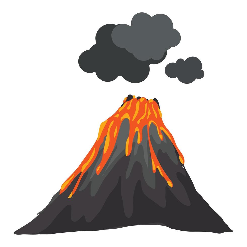 roken uitbarsting vulkaan icoon, tekenfilm stijl vector
