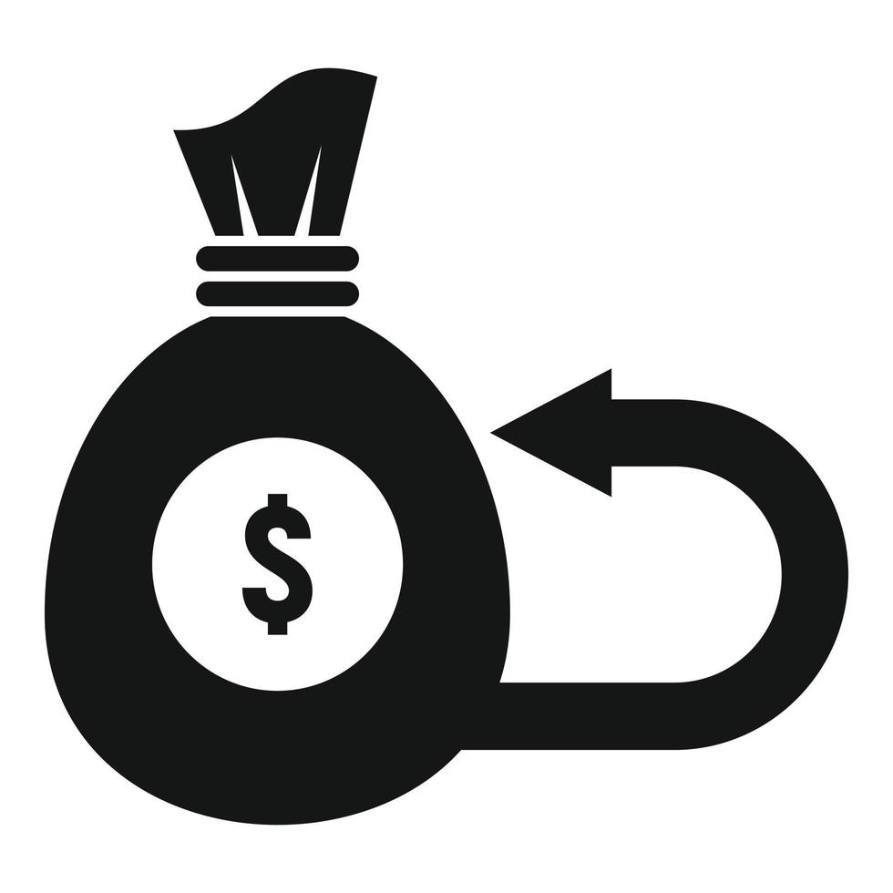 geld zak contant geld terug icoon, gemakkelijk stijl vector