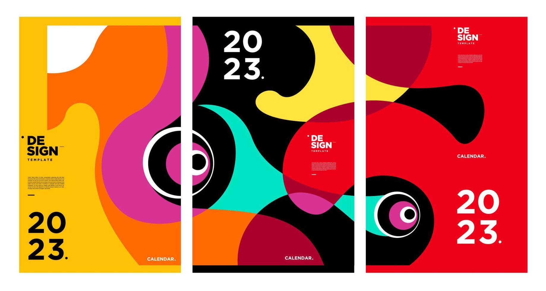 nieuw jaar 2023 kalender ontwerp sjabloon met meetkundig kleurrijk abstract. vector kalender ontwerp.